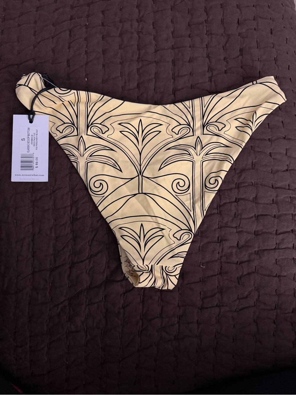 WeWoreWhat palm tile scoop bikini bottoms in parchment - Picture 2 of 4